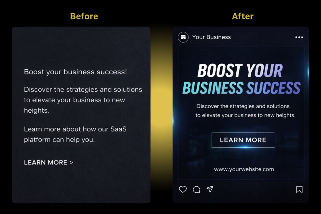 Before and after: from a plain new post line to a stronger hook about why posts are not growing and how to fix it.